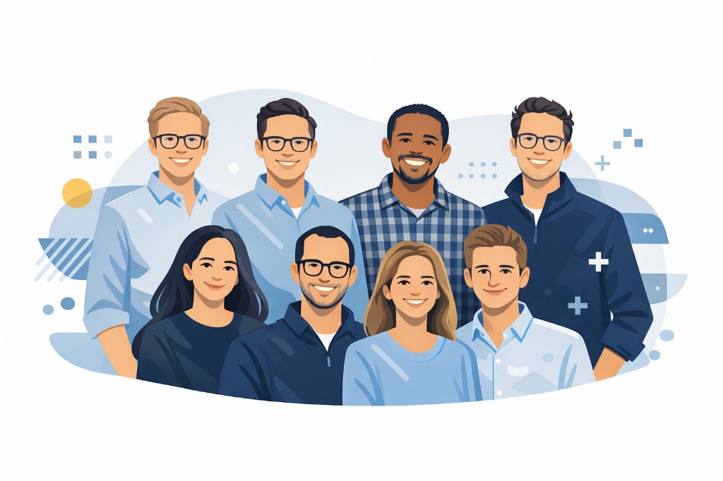 Illustration of the AidPioneers and Donaid team